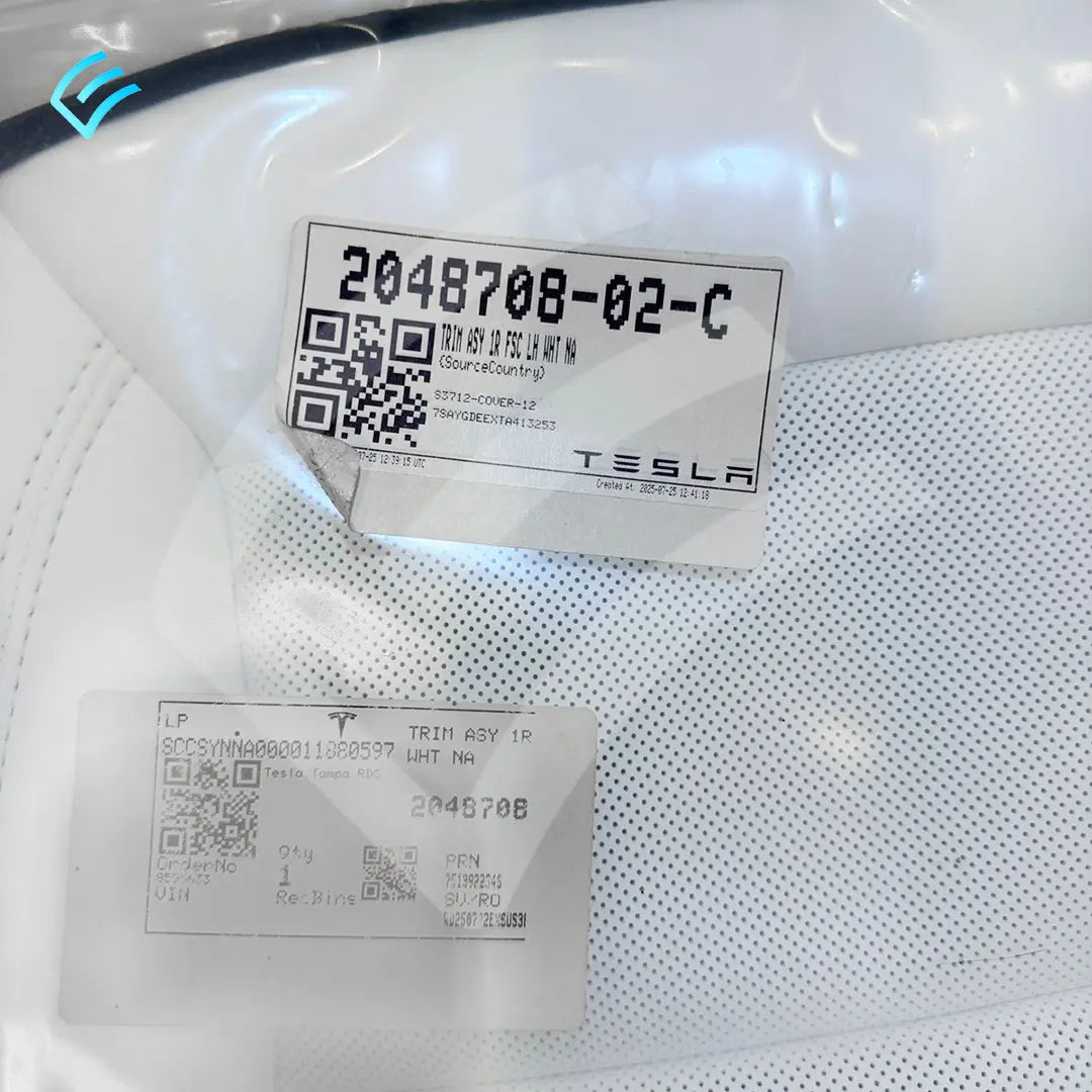 NEW OEM Tesla MY First Row Seat Cushion Soft Trim Cover LH White 2048708-02-C